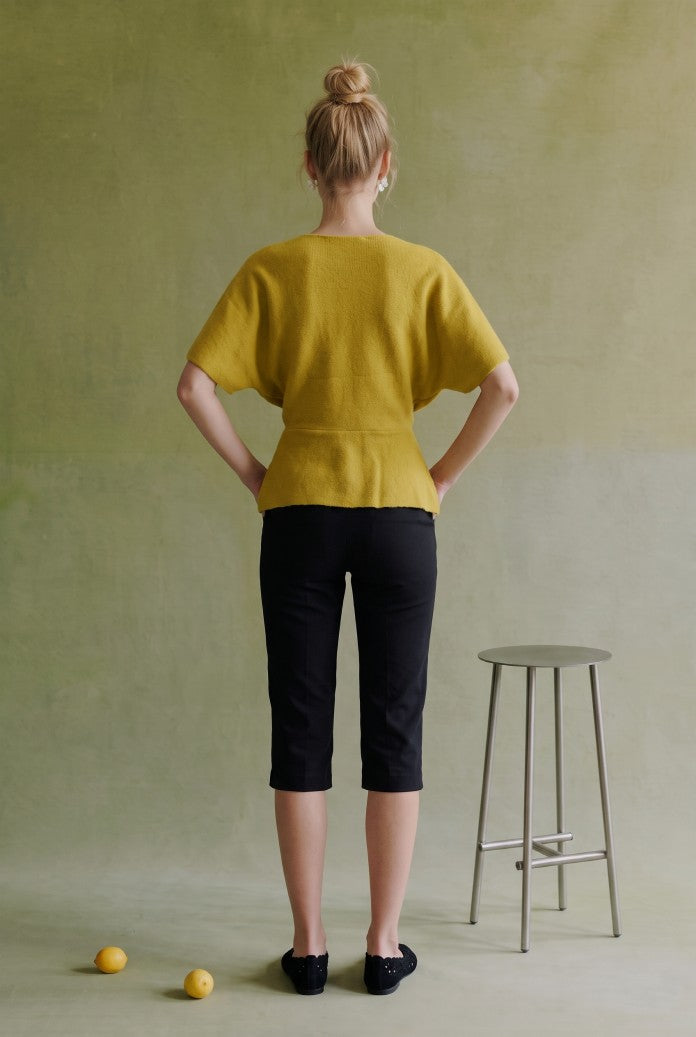 Yours Truly Twist Front Short Sleeve Sweater Top in Aurora