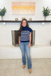 Navy/White Short Sleeve Striped Top