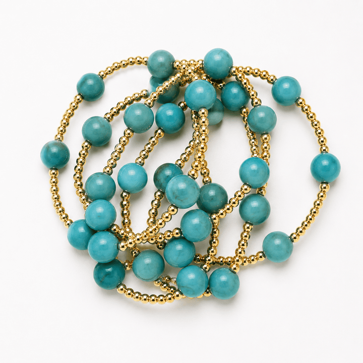 Five-row marble beaded bracelet