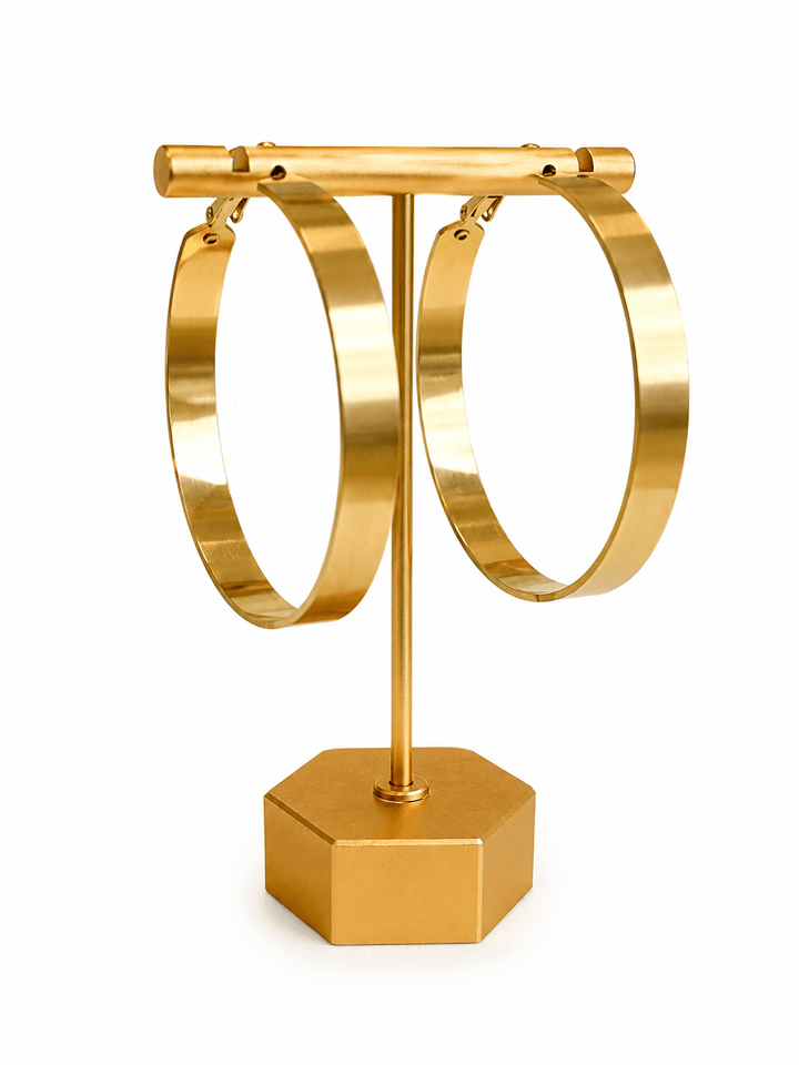 Large 50mm flat round hoop earrings