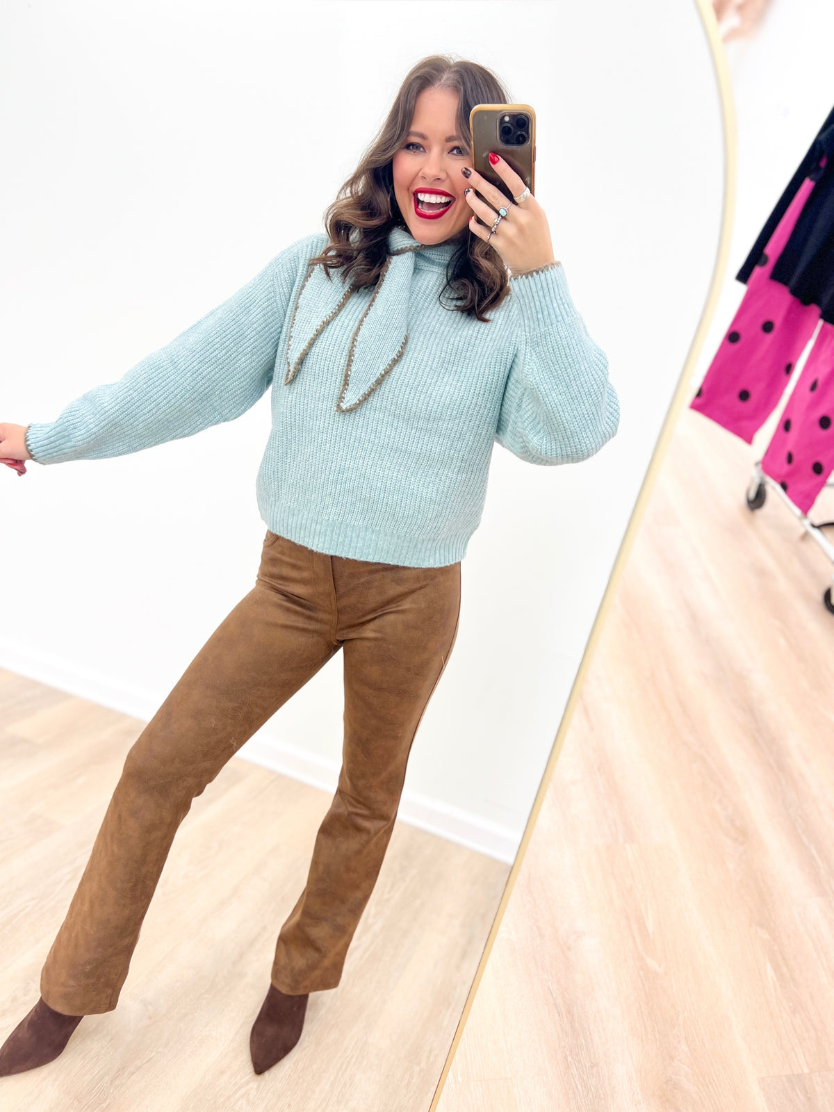 Gigio Faux Suede Bootcut Cropped Pants