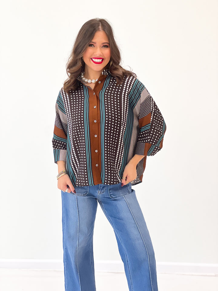 Entro Mixed Print Stripe Shirt