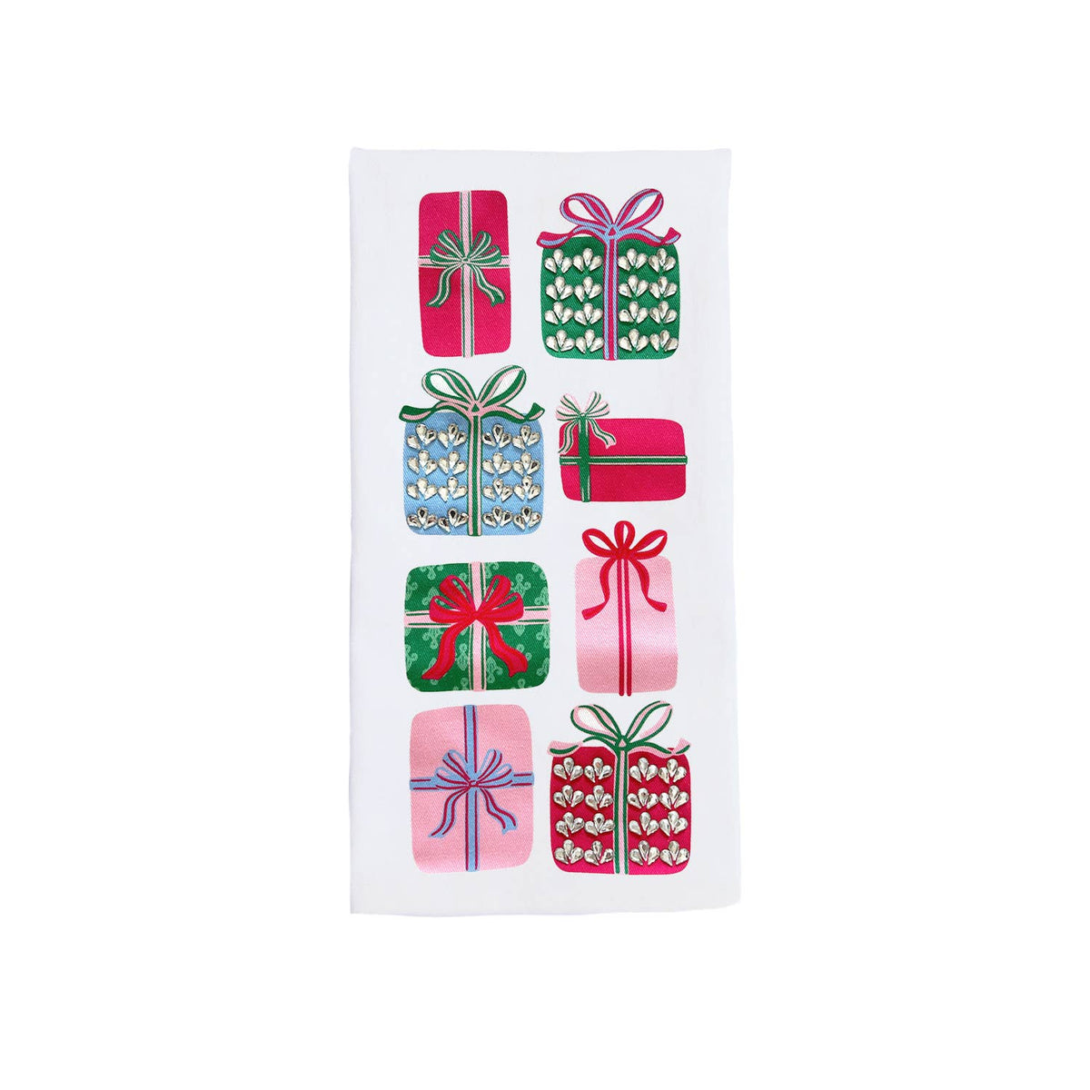Mary Square Wrapped In Cheer Presents Tea Towel