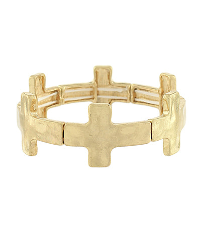 Golden Stella Multi Metal Stretch Bracelet in Worn Gold