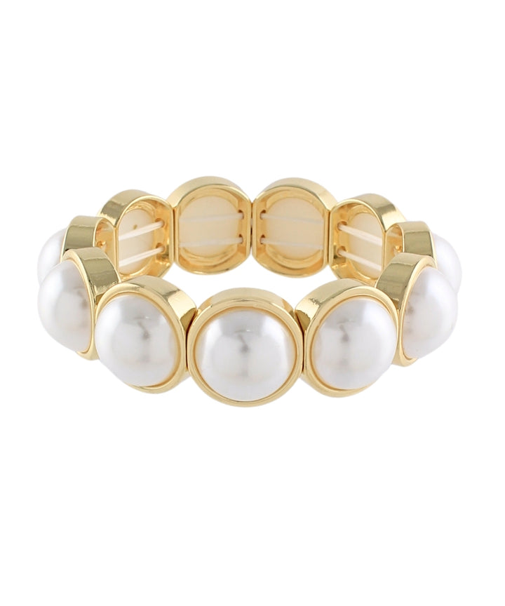Linked 18mm Pearl Dome Bracelet Cream