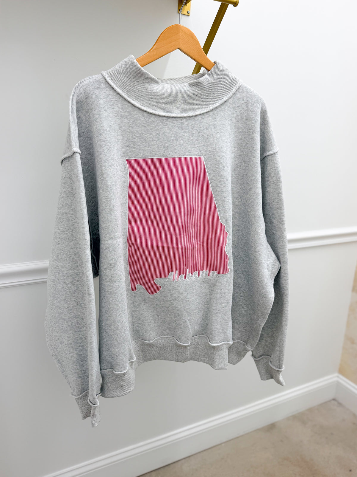 State Artwork Mock Neck Oversized Pullover