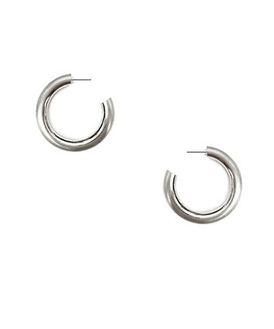Golden Stella 40mm Tube Hoops in Worn Silver