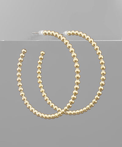Golden Stella 50mm Ball Textured Hoops in Gold