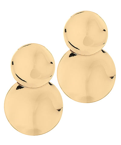 Golden Stella Textured Disk 2 Drop Earrings in Gold
