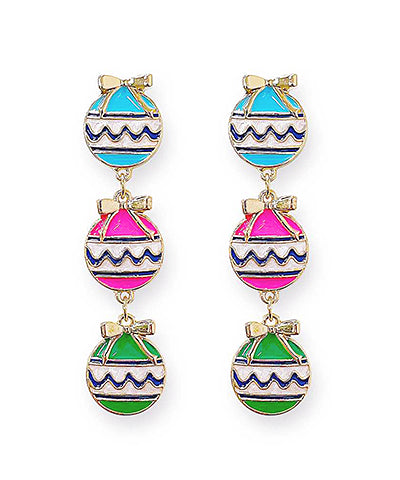 Golden Stella Christmas Linear Ornament Earrings in Multi/Gold