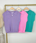 Lavender Collared Sweater Top