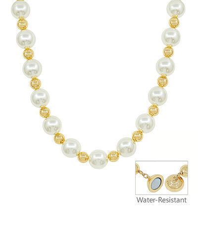 16mm Pearl & 8mm CCB Ball Necklace Cream