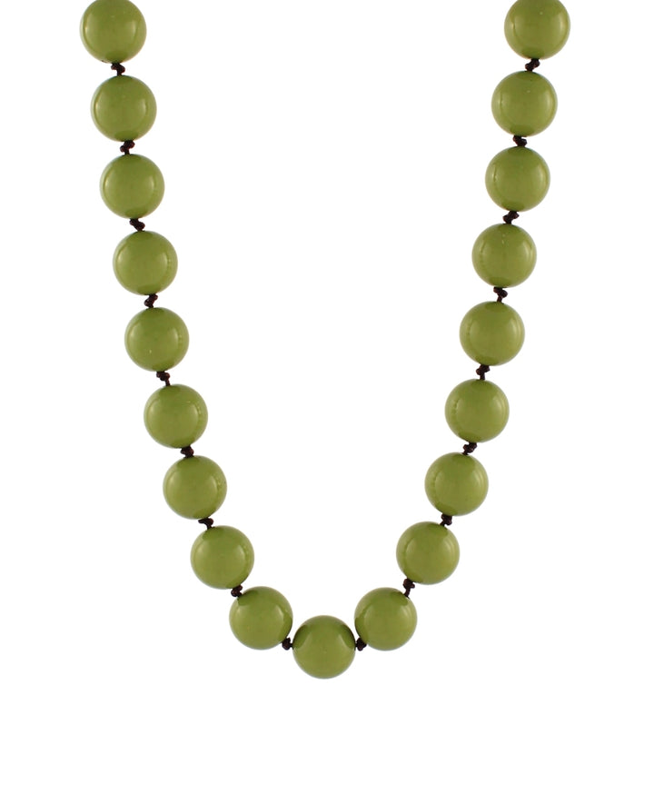 Colored Ball and Knot Necklace in Olive