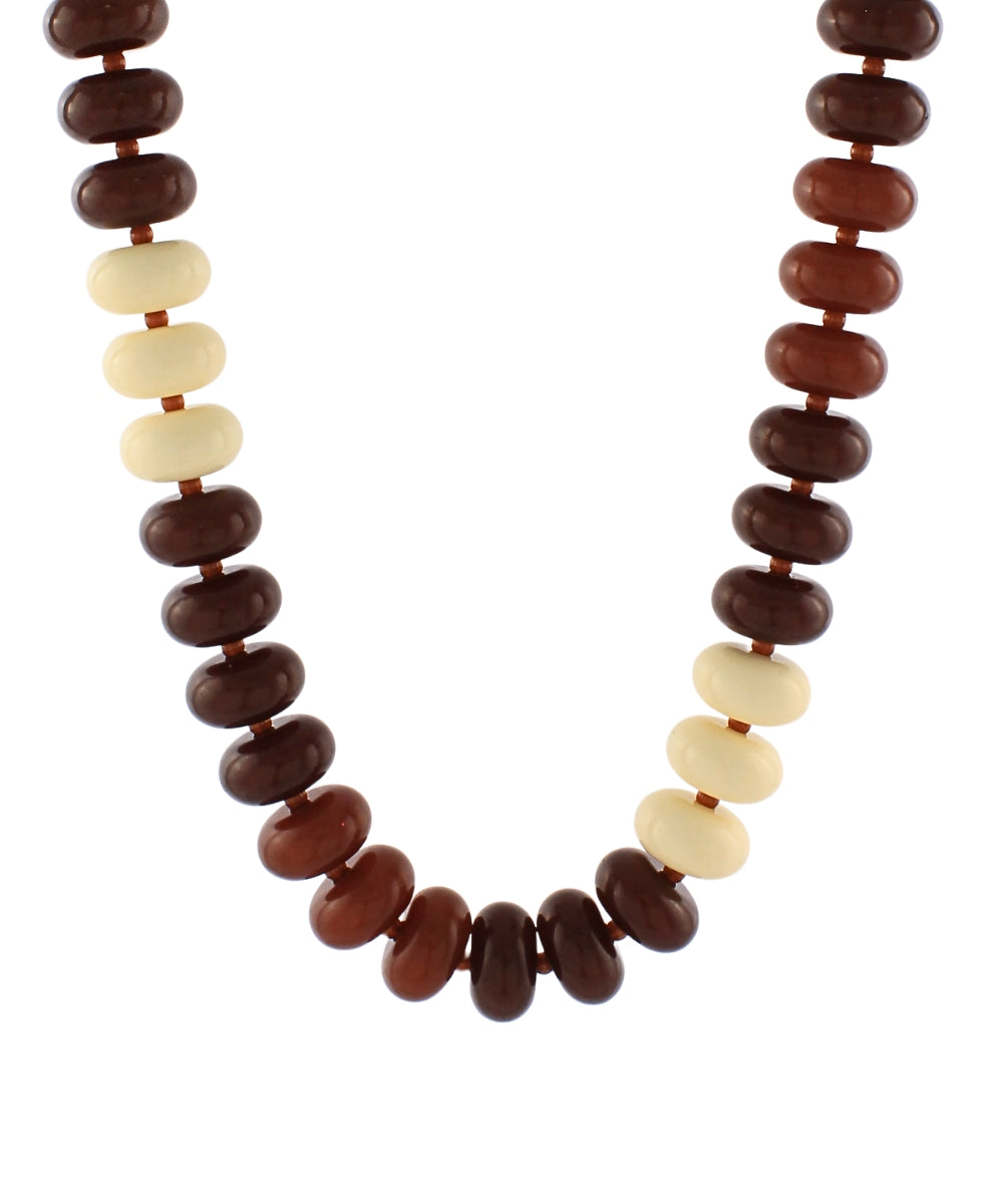 Golden Stella Colored Flat Ball Necklace in Brown Multi