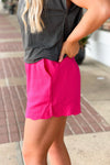 Hot Pink Scallop Hem Shorts