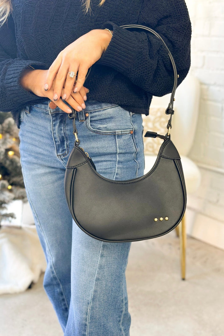 Black Celeste Crescent Shoulder Bag - Lavish Boutique Gifts & Accessories - Purses