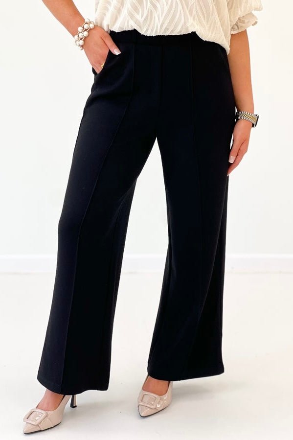 Black Scuba Straight Leg Pants - Lavish Boutique Bottoms
