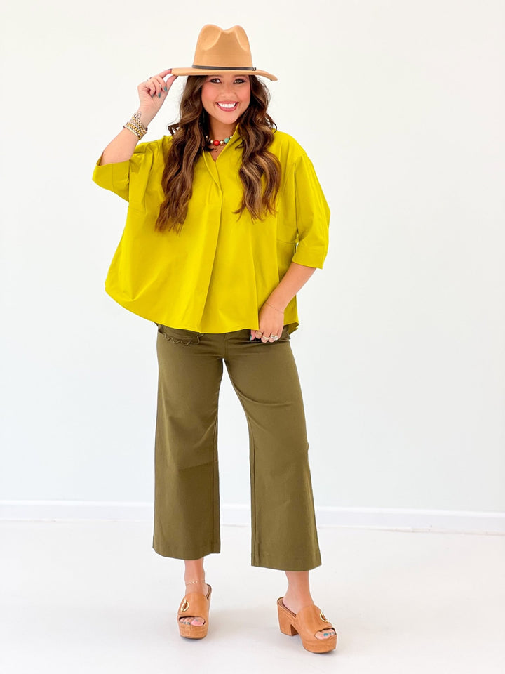Flowy long sleeve top with a v-neckline