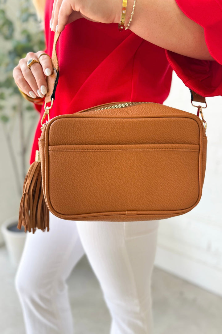 Brown Solid Rectangle Crossbody Bag - Lavish Boutique Gifts & Accessories - Purses