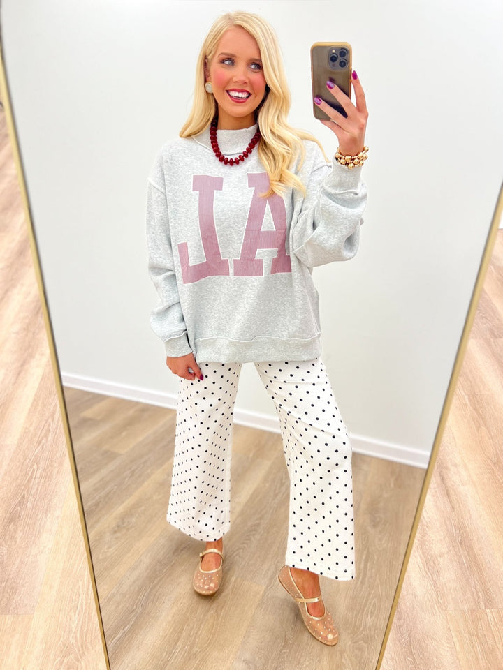 Ash grey mock neck sweatshirt with Alabama embroidery