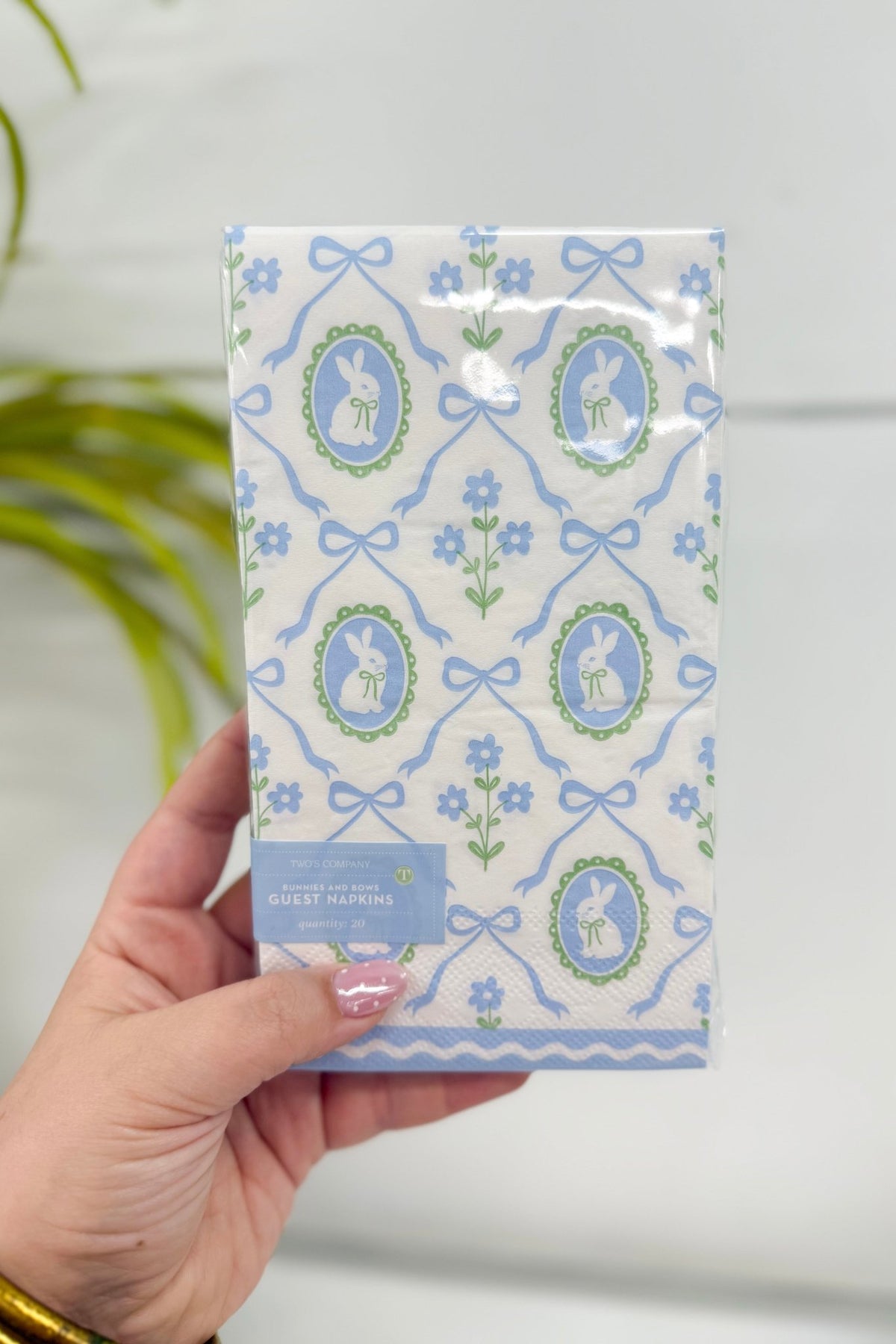 Guest towel with a bunnies and bows print