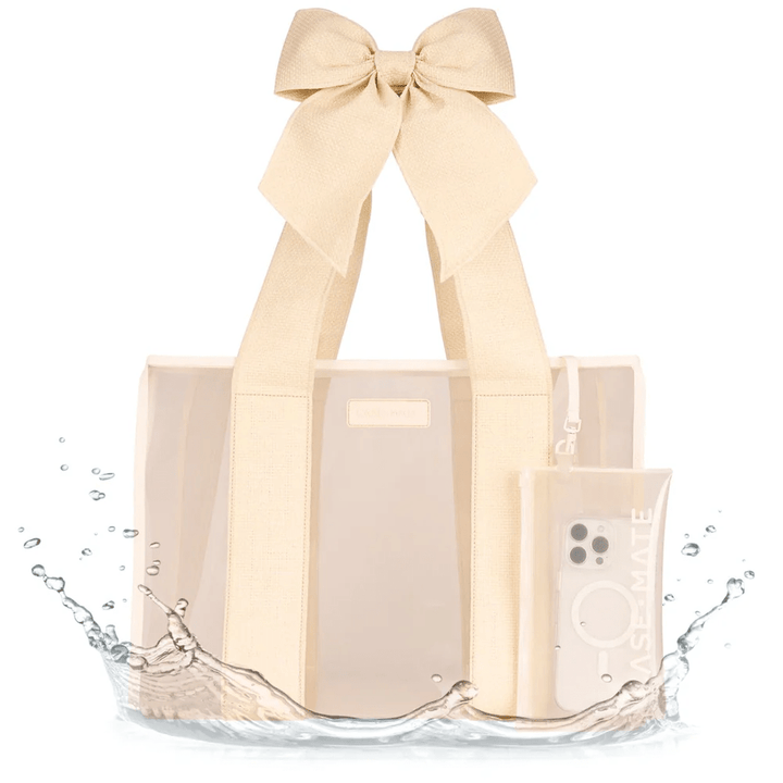 Case - Mate Ecru Raffia Bow Jelly Tote - Lavish Boutique Accessories