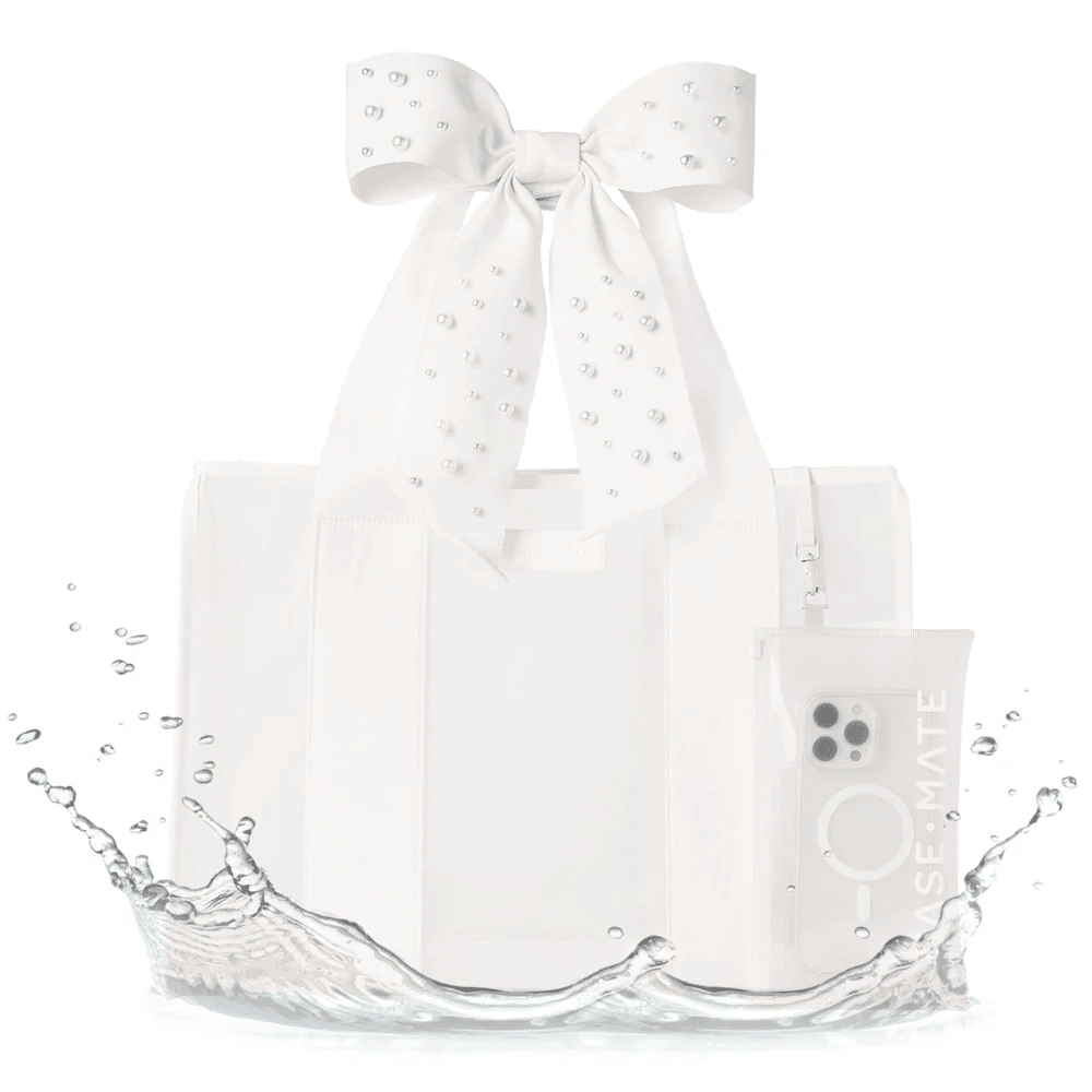 Ivory pearl jelly tote bag with a bow detail