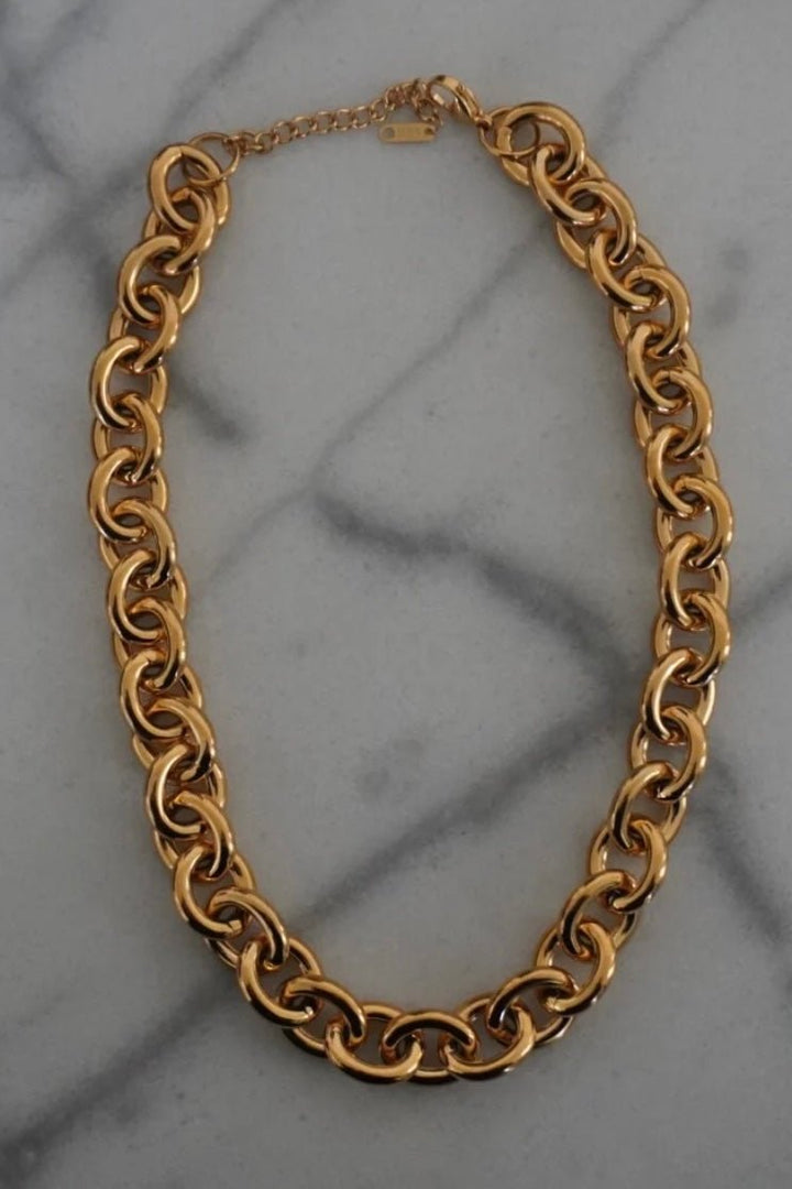 Delicate gold necklace with a charm