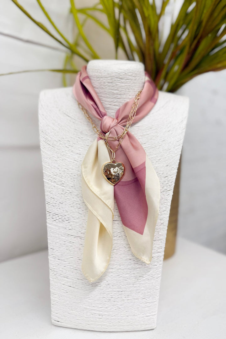 Dark Pink and Gold Heart Pendant Necklace - Lavish Boutique Accessories