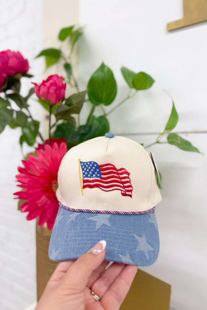 Denim Do Everything In Love American Flag Hat - Lavish Boutique Accessories