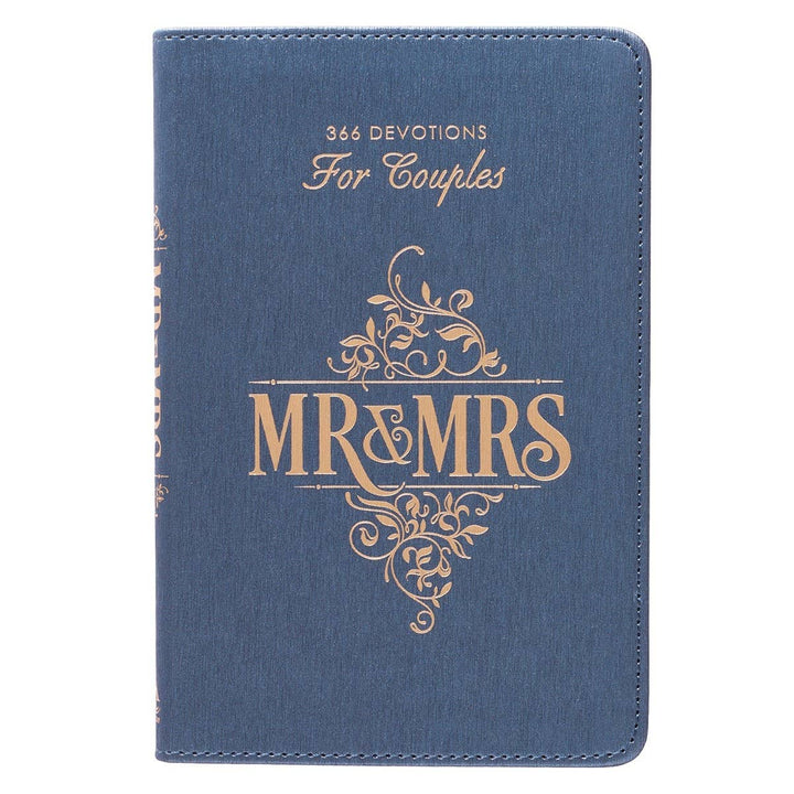 Blue faux leather devotional for Mr. and Mrs.