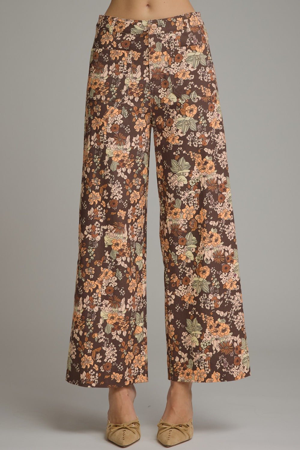 Entro Floral Print Wide Leg Pant - Lavish Boutique02-BOTTOMS