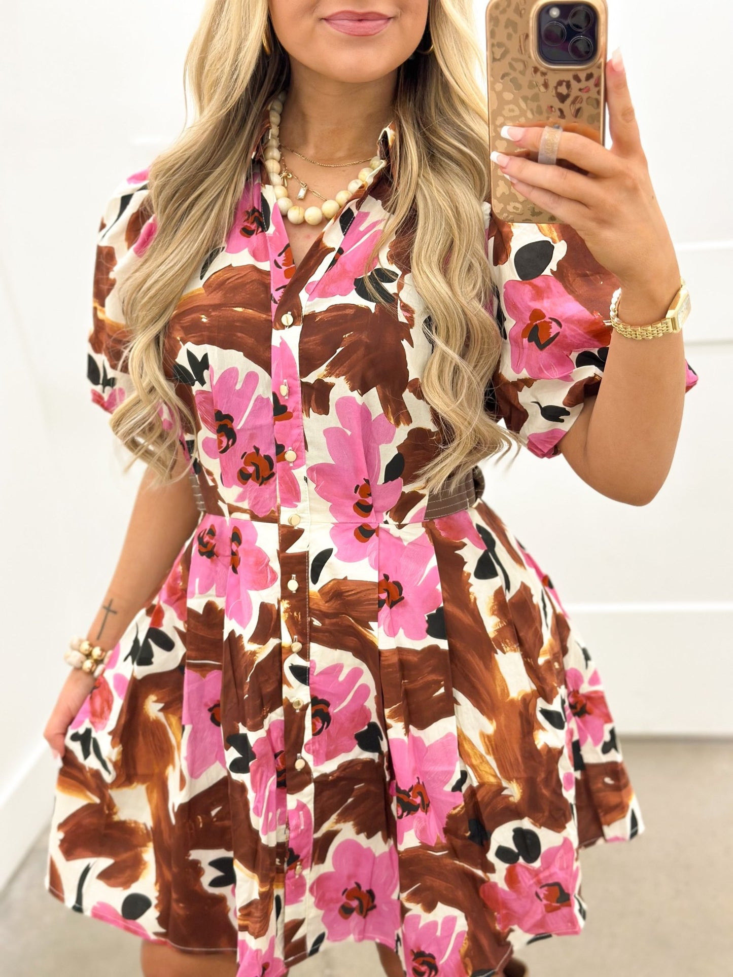 Entro Floral V-Neck Dress - Lavish Boutique04-DRESSES