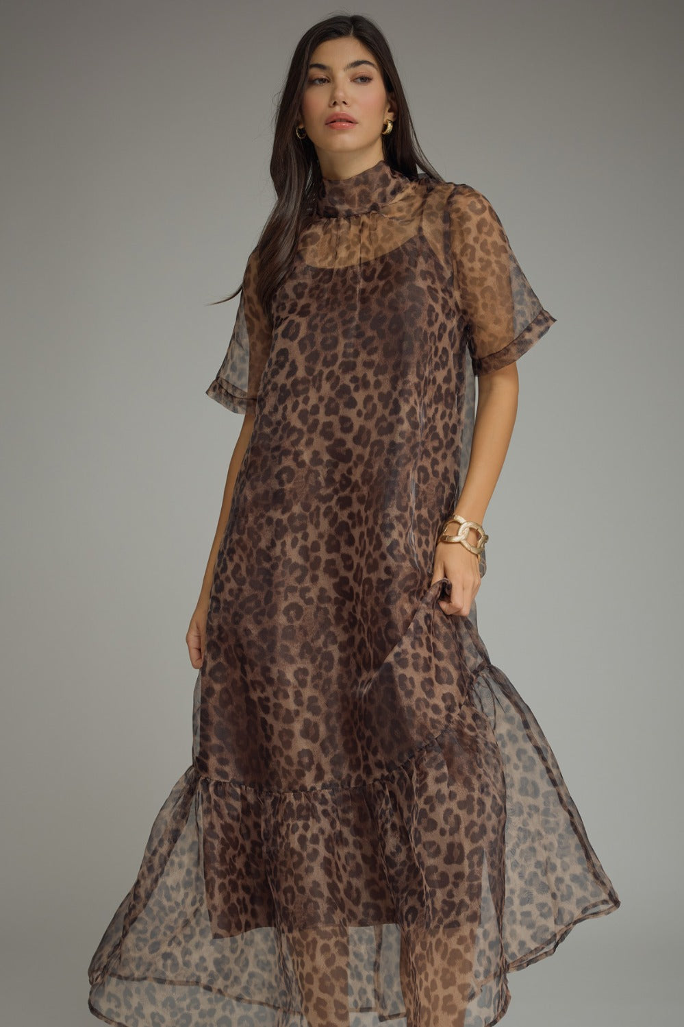 Entro Leopard Print Midi Dress - Animal