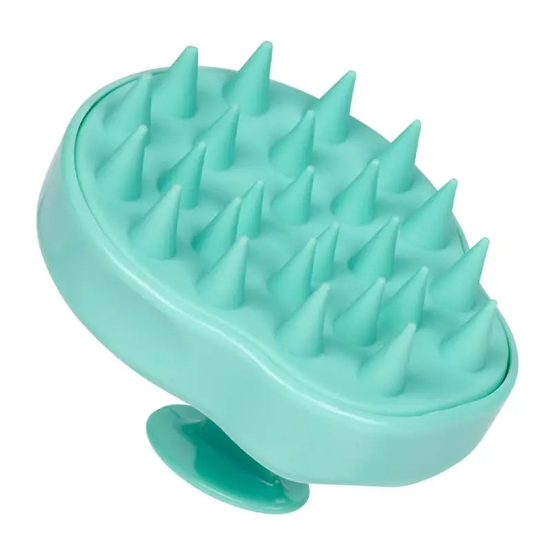 CALA mint scalp massaging shampoo brush with raised flexible bristles and suction cup base