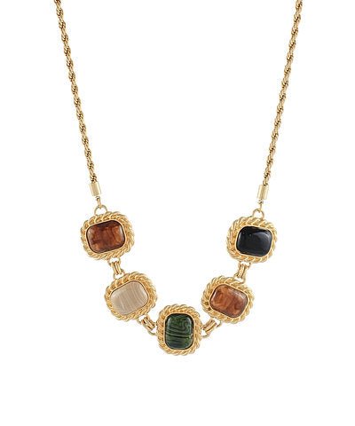 Framed stone statement necklace in a mixed color palette