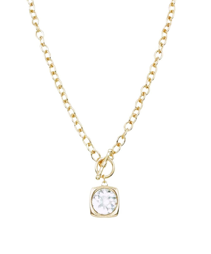 Framed Stone Pendant Chain Necklace - Lavish Boutique09-JEWELRY