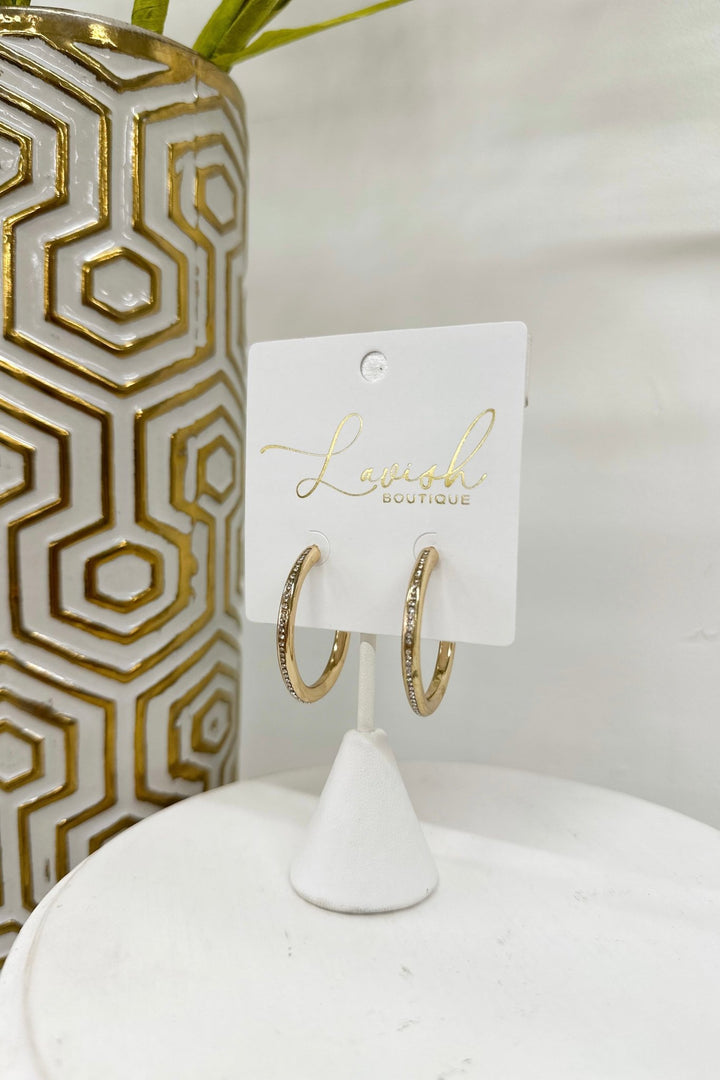 Gold 35mm hoops with a row of crystals