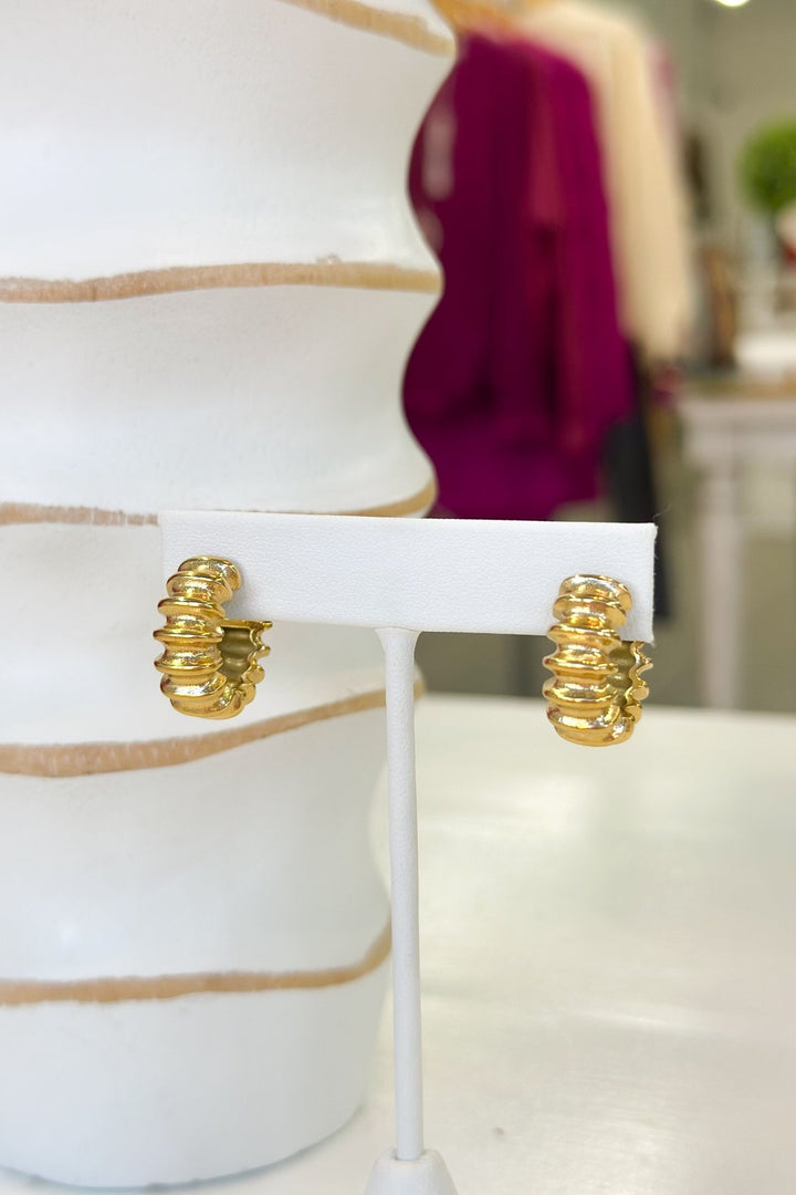 Golden Grooved Hoops - Lavish Boutique Accessories