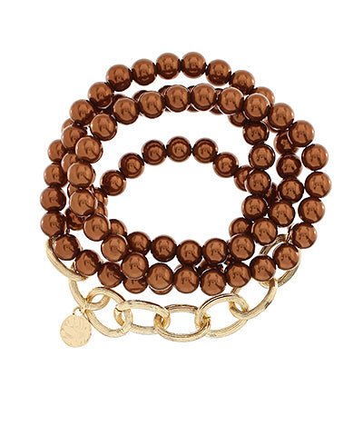 Golden Stella 4 Row Pearl & Chain Bracelet - Lavish Boutique09-JEWELRY