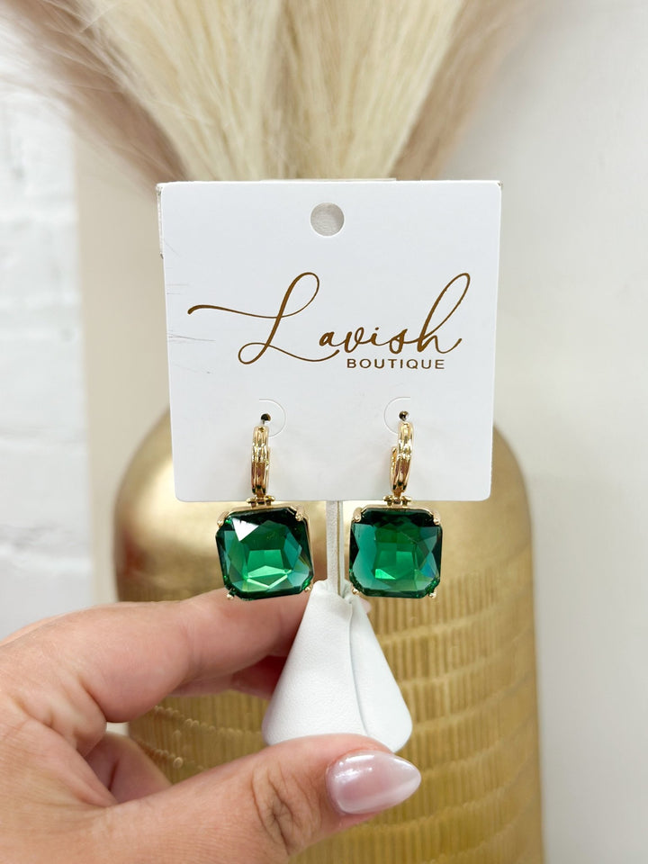 Golden Stella Square Dangle Earrings - Lavish Boutique09-JEWELRY