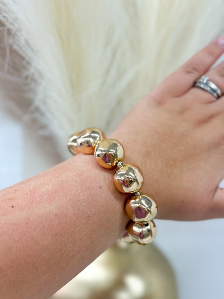 Bracelet of large hammered metal balls