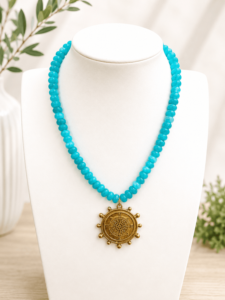Hart Designs Glass Seed Bead Compass Necklace - Lavish Boutique09-JEWELRY