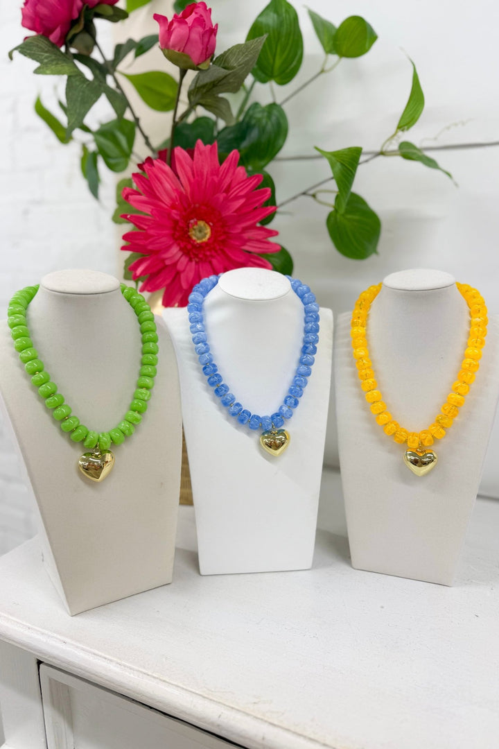 Hart Designs Marble Beaded Heart Charm Necklace - Lavish Boutique Accessories