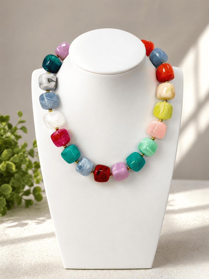 Hart Designs Marbled Square Bead Necklace - Lavish BoutiqueJewelry - Necklaces