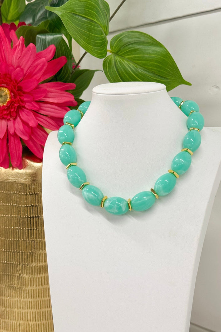 Mint jelly bead necklace