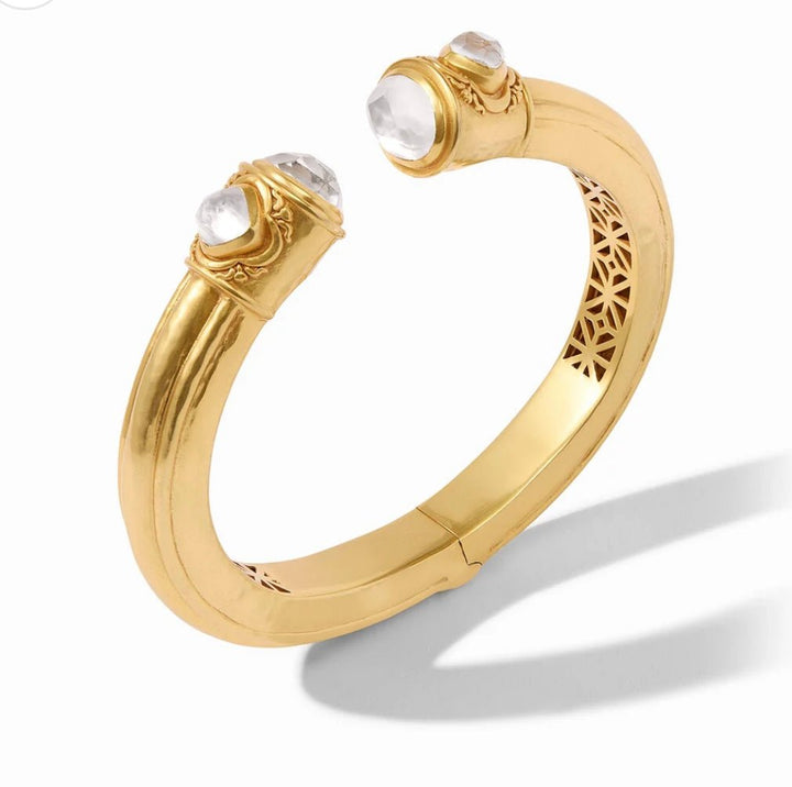 Gold demi cuff with an iridescent clear crystal