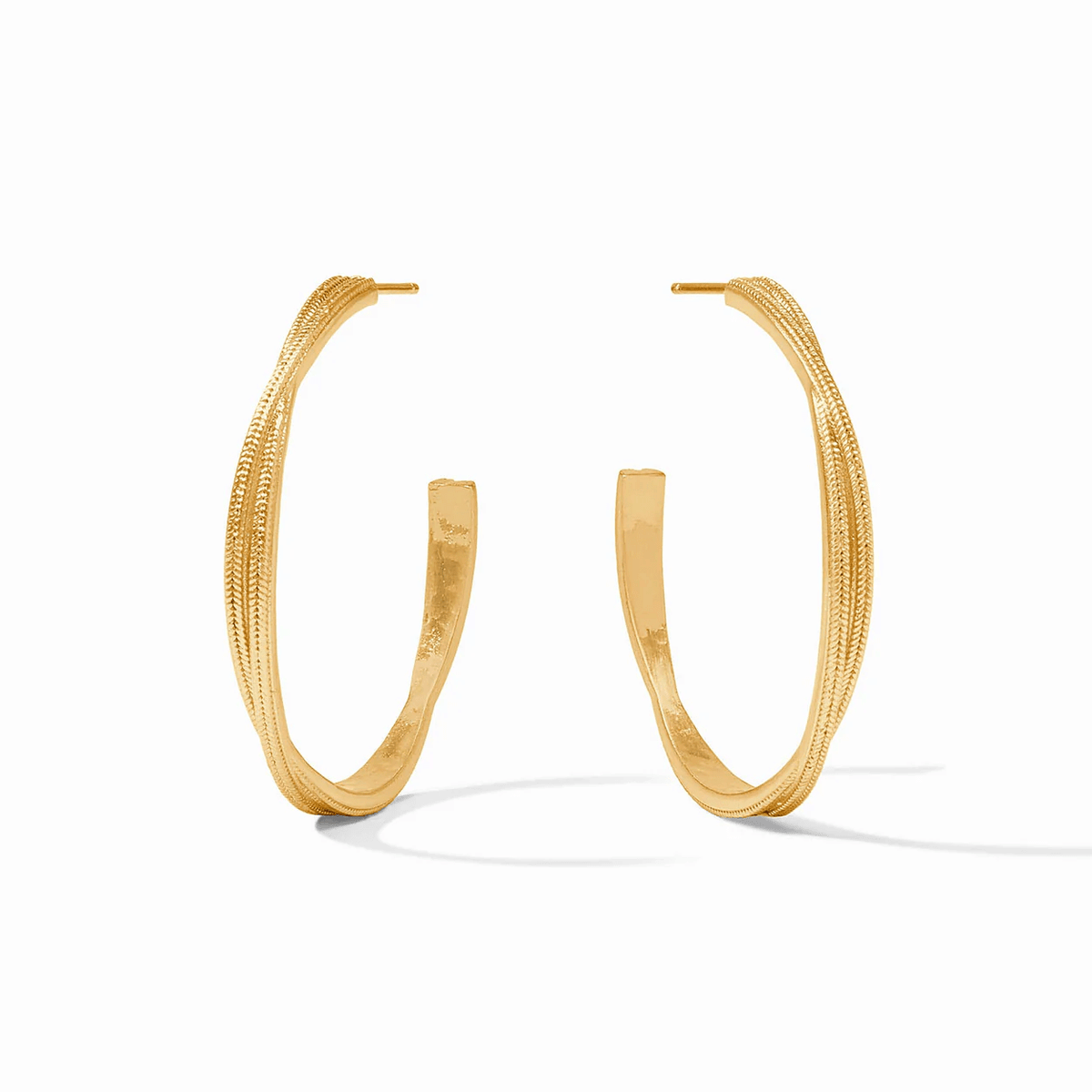 Large gold twisted hoop earrings