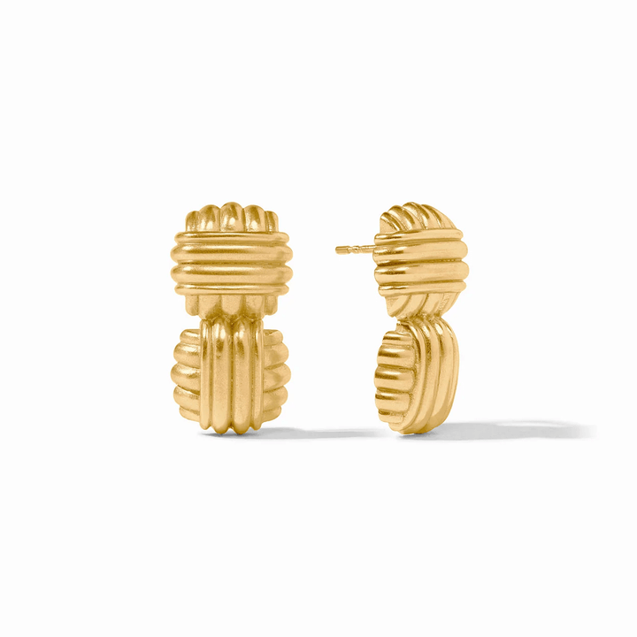 Gold midi hoop earrings with a textured surface