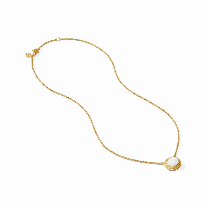 White jade solitaire pendant on a gold chain